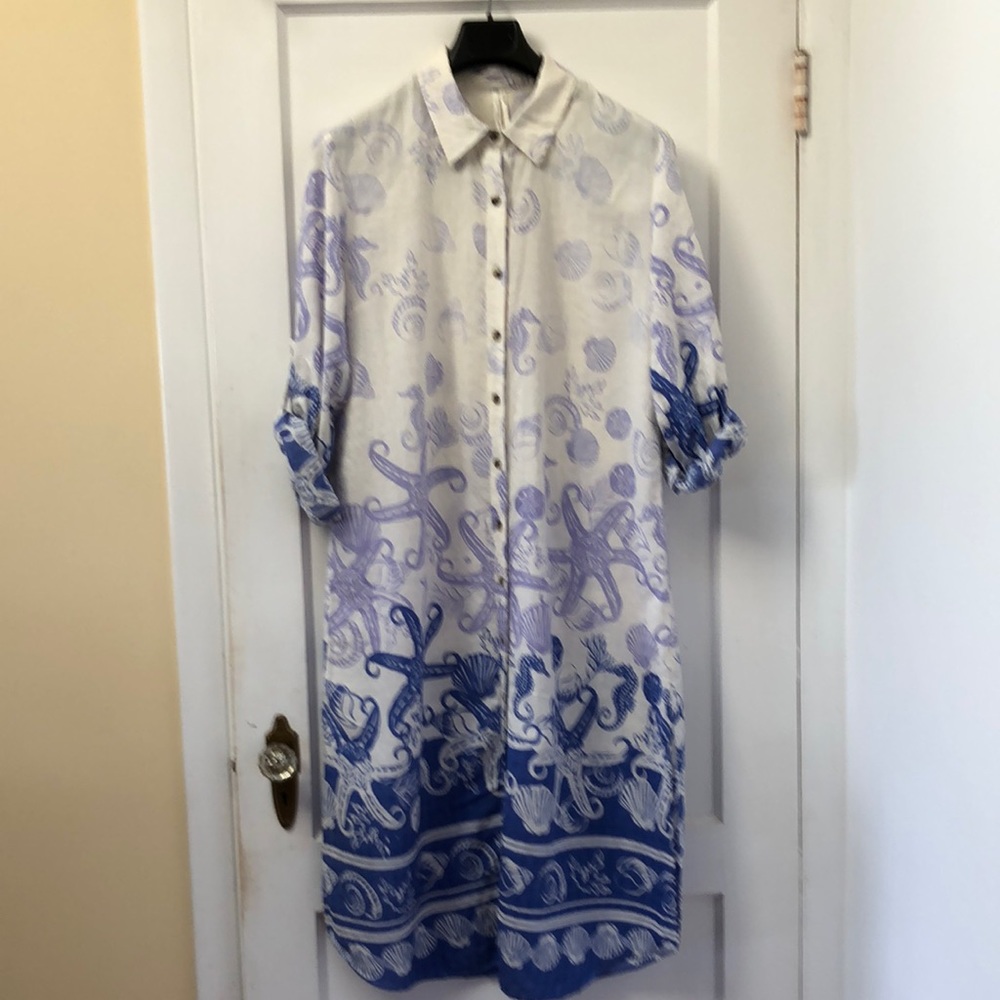 By Anthropologie Printed Shirt Dress NWT